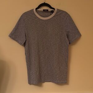 NWT Theory Striped Essential Tee in Sand/Peslte Gray/Off White Cream Size Small